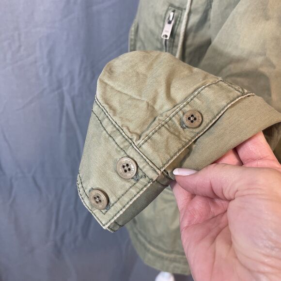 Safari Military Jacket Womens S/M Army Green Full Zip Hooded Normcore - Picture 5 of 12